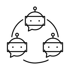 Multi Agent Systems &ndash; Using Multiple AI Agents for Collaborative Solutions to Complex Problems in Distributed Systems on transparent background.