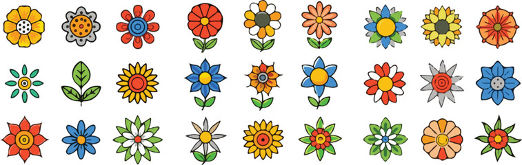 Colorful Stylized Flower Icons design