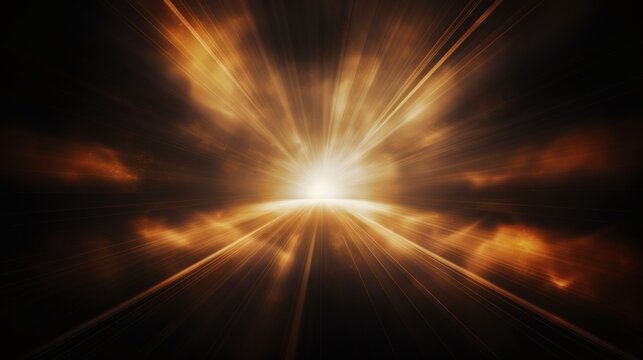 Golden light rays exploding from a central point - Powered by Adobe