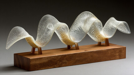 Elegant curved translucent waves flow seamlessly, creating a serene, fluid, and luminous visual with soft gradients and subtle light reflections.