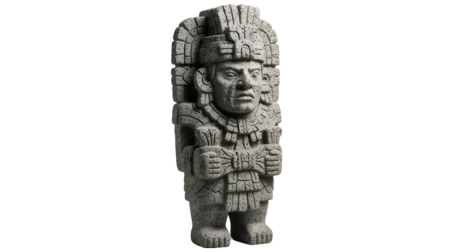 Ancient stone statue of an aztec figure