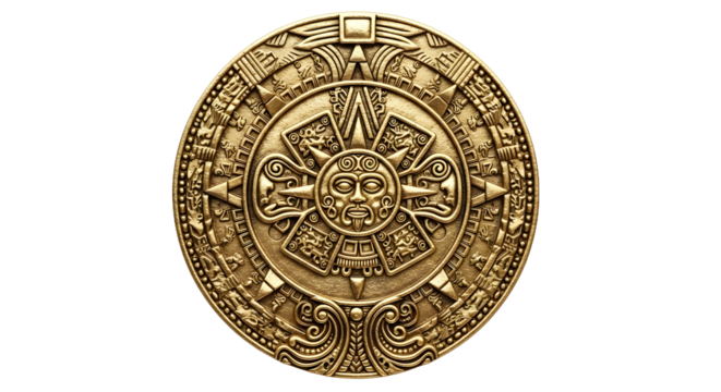 Ancient sun deity on Aztec calendar stone