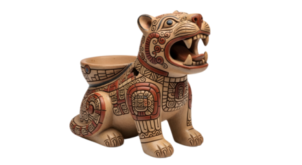 Aztec jaguar planter vibrant art