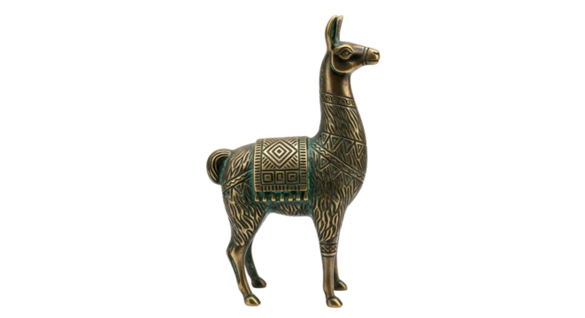 Antique llama statue with intricate detail