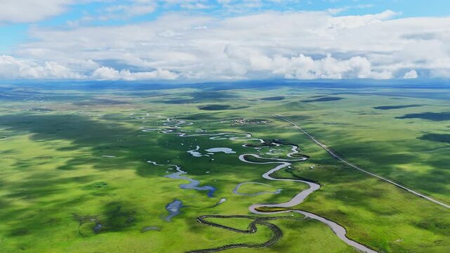 Aerial photography of the Morge River in August
