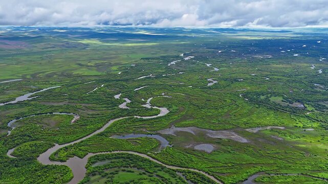 Aerial photography of the Morge River in August