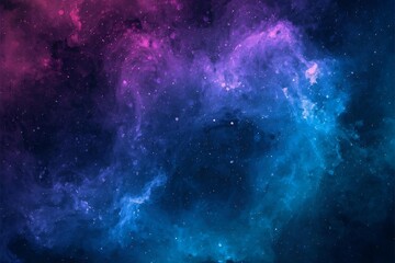 Fototapeta premium Mystique cosmos illustration with a blend of deep blues, purples, and pinks, creating a nebula-like effect. Sparkling stars dot the scene, enhancing the celestial theme. 