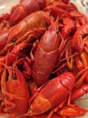 crayfish on a wooden table