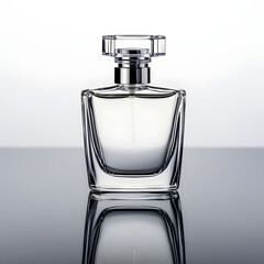 perfume bottle on blue background