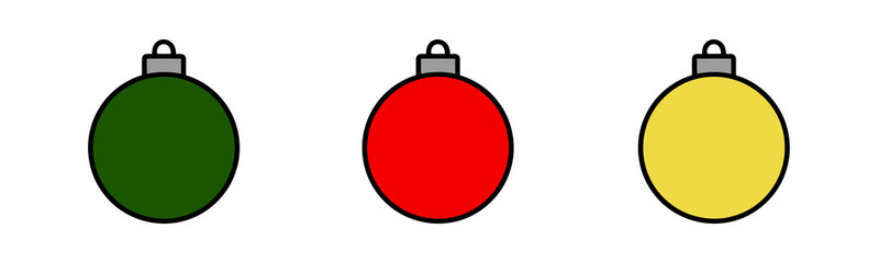 Obraz premium Festive Christmas Ornaments Decoration in Green, Red, and Yellow on White Background