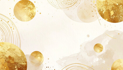 金色の円が輝く高級感のある抽象背景