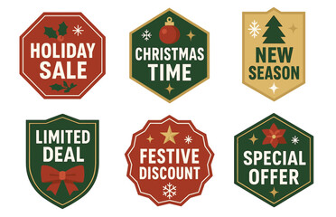 Fototapeta premium Festive holiday labels featuring christmas themes and special offers