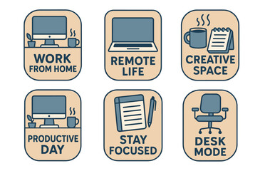 Motivational work icons for remote and creative workspace inspiration