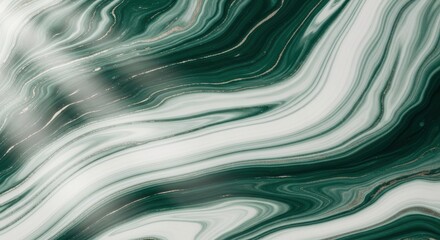 Flowing Emerald and White Marble Texture Background	