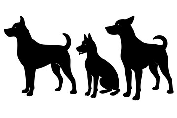 Set of dog silhouette vector, Dogs and puppies in different breed black symbol 