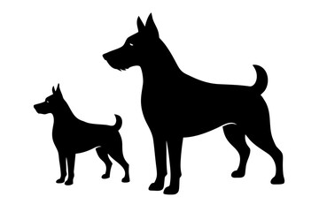 Set of dog silhouette vector, Dogs and puppies in different breed black symbol 