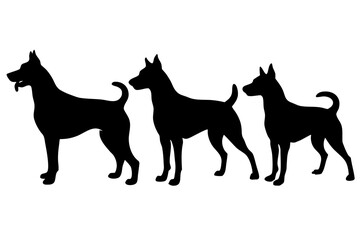 Set of dog silhouette vector, Dogs and puppies in different breed black symbol 