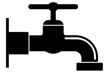 Faucet icon vector, Water Faucet or tap silhouette vector,  Kitchen water faucet black symbol	