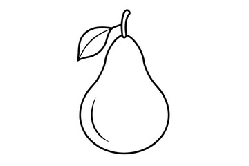Pear fruit outline art, pear line art white background