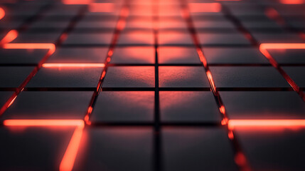 A floating grid suspended in space with glowing highlights, emphasizing futuristic structure, digital aesthetics, and ethereal luminosity in a hyperrealistic style.