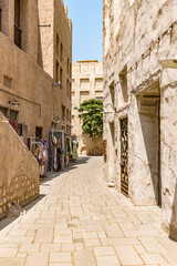 Al Bastakiya in Dubai, UAE. It is also known as Al Fahidi Historical Neighbourhood.