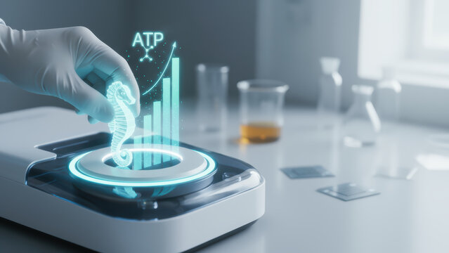Scientists conduct longevity research using advanced technology to analyze molecular energy and improve health outcomes in laboratory settings
