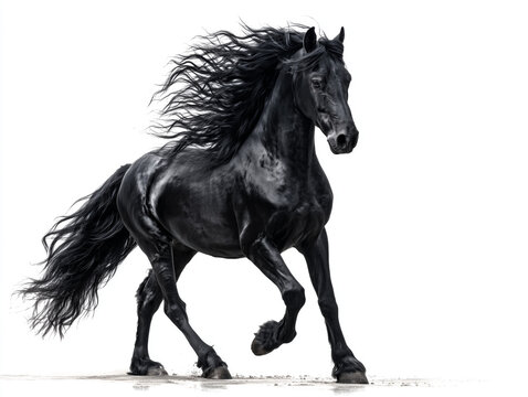 Majestic deep black hourse  in the white background 3