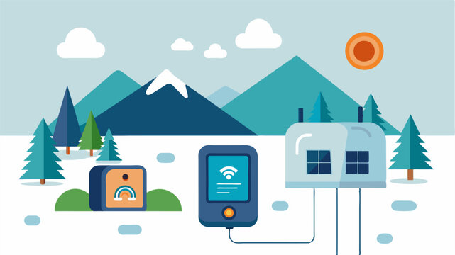 A remotecontrolled thermostat allowing me to conserve energy by adjusting the temperature from anywhere in the cabin.. Vector illustration