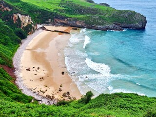 Rocky coastline with ocean waves
