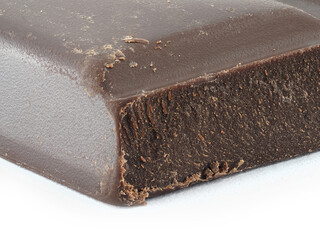 Close Up Of A Chocolate Bar With Graceful Ridges On A White Background