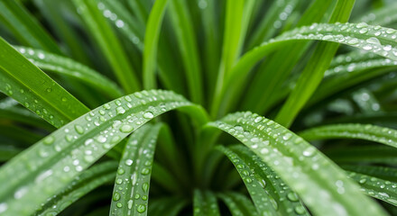 Dew Droplets on Lush Green Leaves close up macro photography