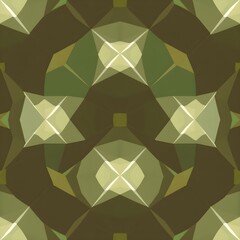 Abstract geometric pattern with shades of green and brown, creating a symmetrical and modern design.