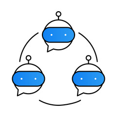 Multi Agent Systems &ndash; Collaborating AI Agents for Effective Problem Solving and Decision Making. Vector icons.