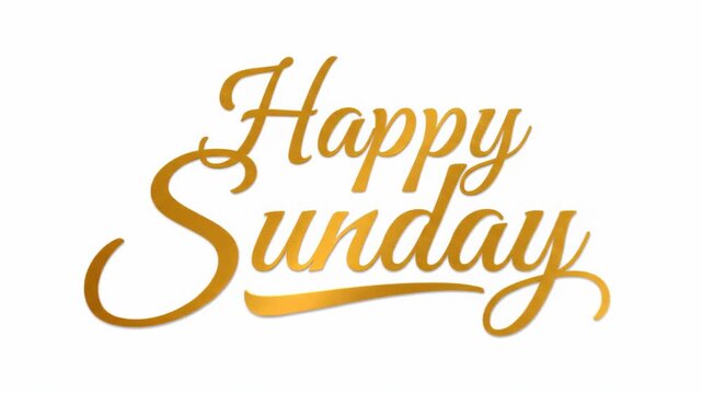 Happy sunday text in golden color isolated on white background greeting card