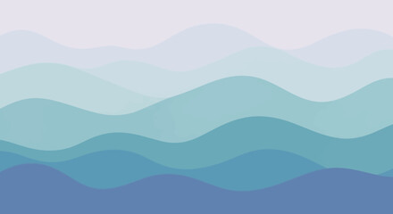Minimalist Vector Background with Layered Wavy Abstract Shapes in Cool Blue Tones