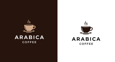 Minimalist Arabica Coffee Logo Design - Elegant Steaming Cup Icon