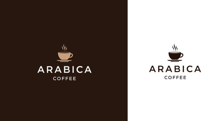 Minimalist Arabica Coffee Logo Design - Elegant Steaming Cup Icon
