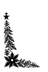 Elegant Christmas Corner Border on White Background