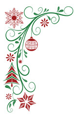 Elegant Christmas Corner Border on White Background