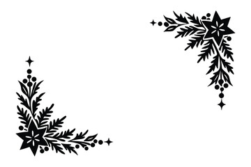 Elegant Christmas Corner Border on White Background
