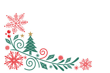 Elegant Christmas Corner Border on White Background