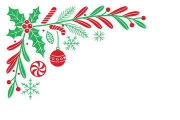 Elegant Christmas Corner Border on White Background
