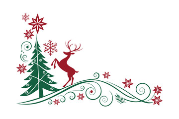 Elegant Christmas Corner Border on White Background