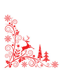 Elegant Christmas Corner Border on White Background