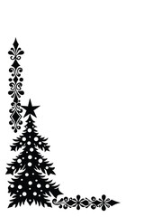 Elegant Christmas Corner Border on White Background