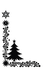 Elegant Christmas Corner Border on White Background