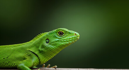 Obraz premium Emerald Beauty Vivid Green Lizard Tropical Rainforest Wildlife Portrait Close Up