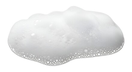 Fototapeta premium Close-up of white soap foam with bubbles isolated on a white background