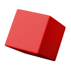 3d Cube Red color, Abstract realistic rendering of 3d geometry shape object element