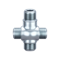 Metal pipe fitting connector in a modern industrial design.